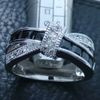 Nowy 100% Brand Darmowa Wysyłka Fine Jewelry 925 Sterling Silver Black Sapphire Gem Kobiety Wedding Pas Klamra Pierścień Rozmiar6 / 7/8 / 9