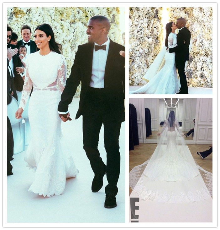Grosshandel Individuelle See Through Kim Kardashian Brautkleider 2014 Nixe Spitze Appliques Long Sleeve Backless Hochzeits Kleid Kapelleen Zug Brautkleid Von Seewedding 192 46 Auf De Dhgate Com Dhgate