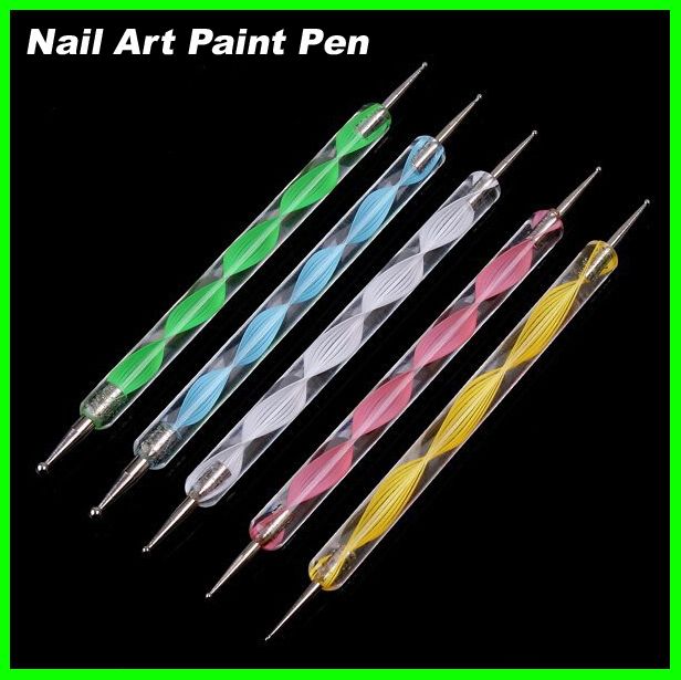 1000pcs/lot 200sets 5 pcs Nail Art Tool Steel Dotting Marbleizing Pen Nail Art Paint Pen Decoration Nail Art Manicure Tool