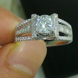 NEW 100% Brand free shipping Fine Jewelry 925 sterling silver white topaz Gem Women wedding lovers Ring size5/6/7/8/9