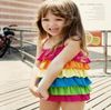 ビーチウェアの女の子の熱い販売2014夏の虹の子供水着ワンピースのドレスガール水着女性子供子供の水着