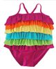 Beachwear girls Hot-Selling 2014 Summer Rainbow kid Swimwear One Piece Dress girl swimsuit Female Child Kids Swimwear