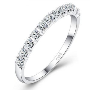 Brand New Moda Biżuteria Lady White Sapphire Gemstones 925 Sterling Silver Wedding Band Ring SZ 4-9