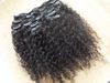 Clipe brasileiro de trama de cabelo encaracolado em ondulações kinky tecidos não processados ​​cor negra natural extensões humanas podem ser tingidos 1 peça