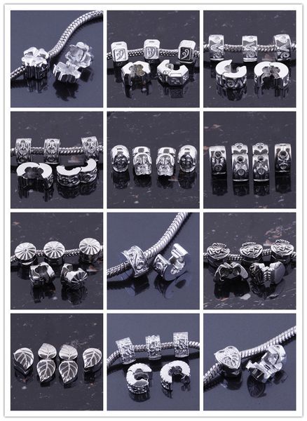 

100PCS/LOT Antique Silver plated Metal Clips Lock Stopper European Beads Fit Charm Bracelet Chain Jewelry Findings