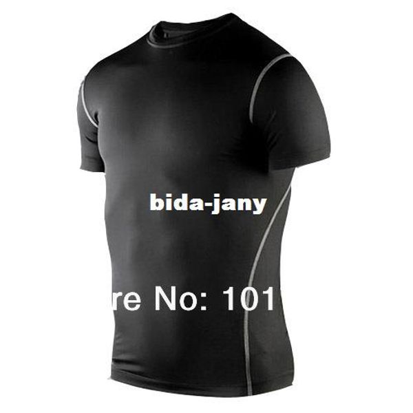 

оптовая продажа-2014 размер s-xxl мужчины спорт компрессионные базовые слои под топы рубашки шкуры gear wear спортивные термальные тройники, White;black