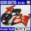 Kit de carénage noir Burnt Orange pour Suzuki GSXR 600 750 K1 GSXR600 GSXR750 01 02 03 GSX R600 R750 2001 2002 2003 Farécations