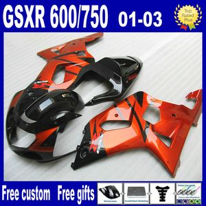 Сгоревший оранжевый черный обтекатель для Suzuki GSXR 600 750 K1 GSXR600 GSXR750 01 02 03 GSX R600 R750 2001 2002 2003 Объекты