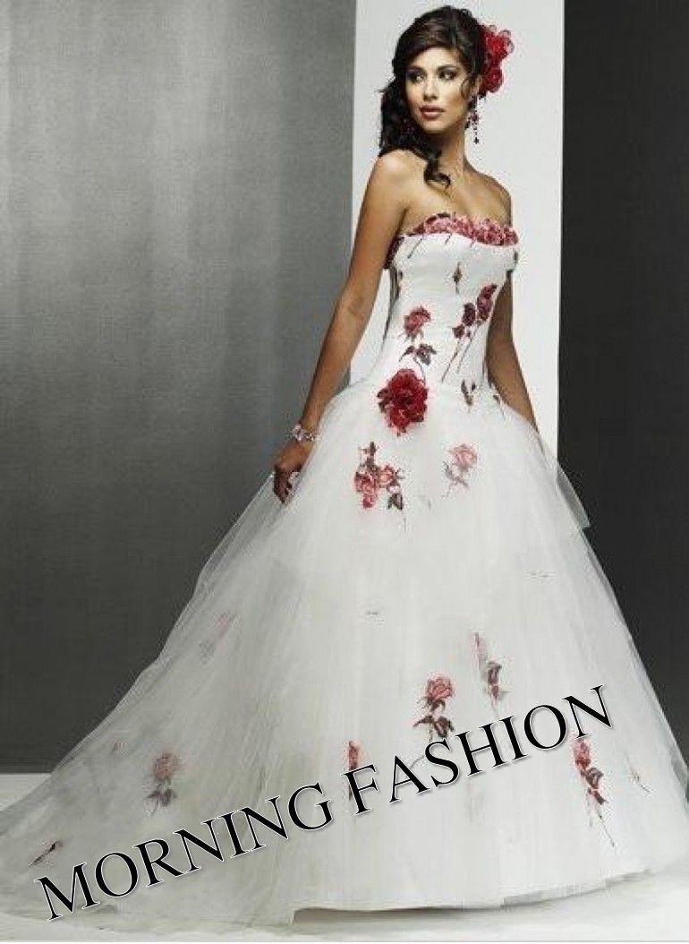rose embroidered wedding dress