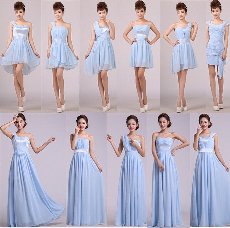 Custom Design Light  Blue  Formal Dress  Bridesmaid  Dresses  