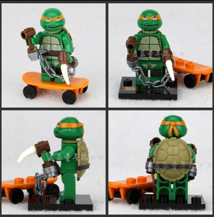 6PCS Bausteine Microblock Mini Teenage Mutant Ninja Turtles Mit Schieber Figuren 