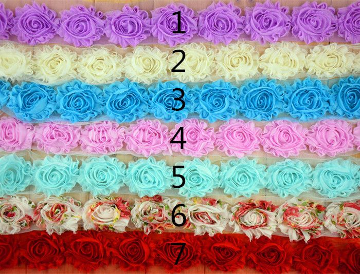 

Pure Chiffon flower 2.5inch shabby Baby Head flower accessories Clothing Accessories 1 yard=13pcs-15pcs, Free