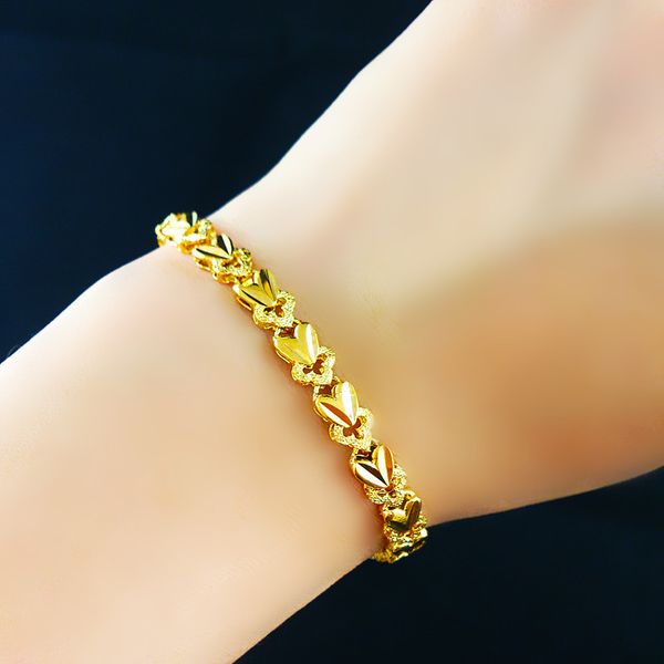 

24K желтое золото заполнено браслет размер 5,5 мм * 17 см для мужчин и женщин