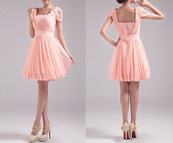 peach colour short dress