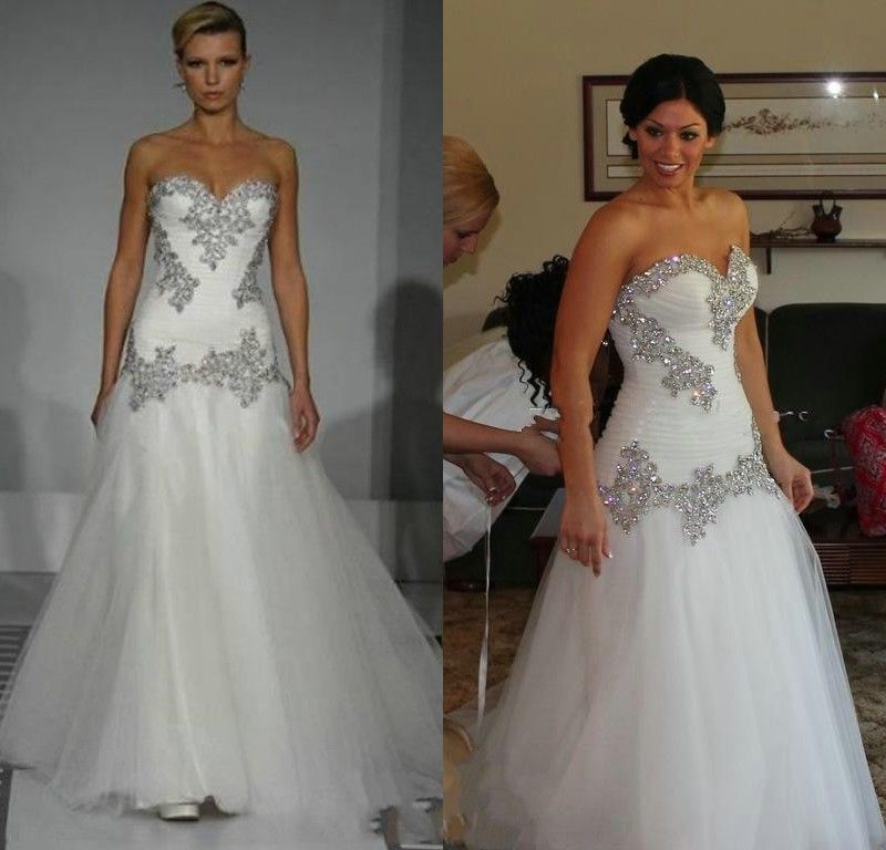 Discount Cheap Bling  Bling  A Line  Wedding  Dress  Sweetheart 