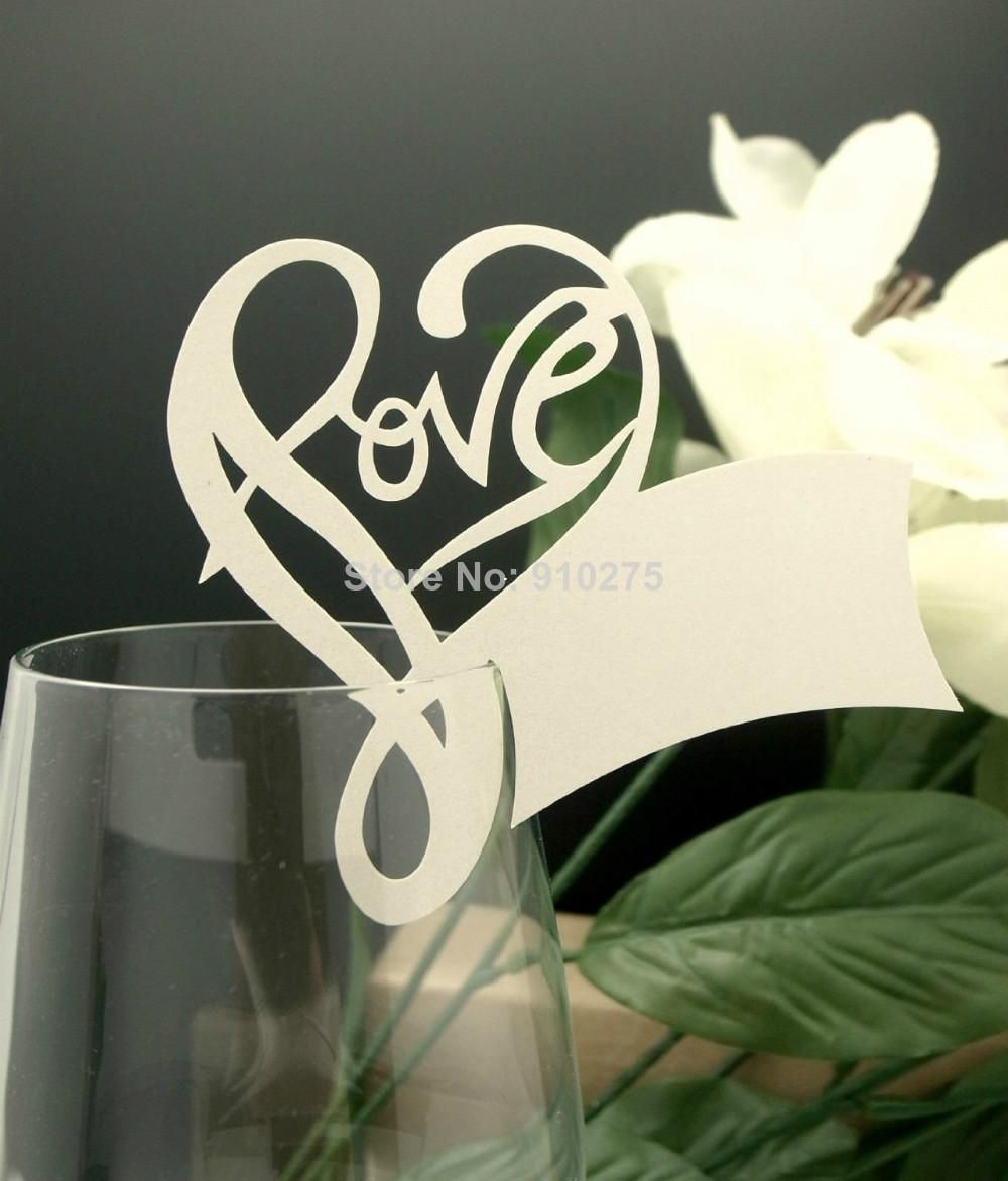 2019 Romantic Love Heart Name Place Cards Laser Cut Table Name Cards