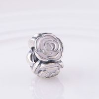 Alta qualità S925 Sterling Silver filo nucleo Rose Garden Charm Bead con smalto rosa adatto europeo Pandora gioielli bracciali collane