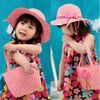 Güzel Ayçiçeği Çiçek Çocuk sunhat Çocuk Kız Rahat Plaj Güneş Hasır Şapka Kap + Saman Tote Çanta Çanta Seti fit 1-6 Yıl çocuk