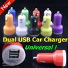 100pcs Colorful Dual USB 2 Port Car Charger Cigarette 2.1A Auto Power Adapter for Iphone 7 7plus 6 6S 5 5S Ipad Samsung LG