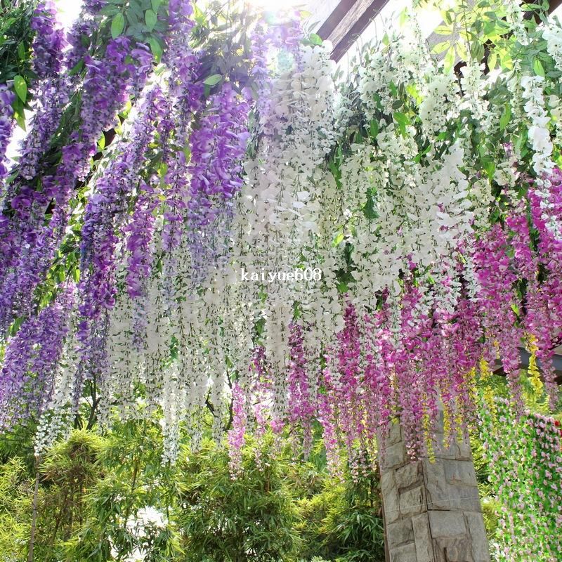 2014 vente chaude soie fleur artificielle Wisteria vigne rotin pour la Saint-Valentin maison jardin hôtel décoration de mariage