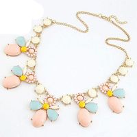 Wholesale 2014 New Fashion Flower Alloy K Gold Plated Resin Costume Statement Necklaces amp Pendants Women Jewelry Gift S90009