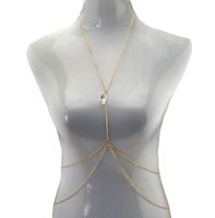 idealway fashion womens gold silver alloy chain crystal drop belly chains body chains bodyan Necklace 2 Colors