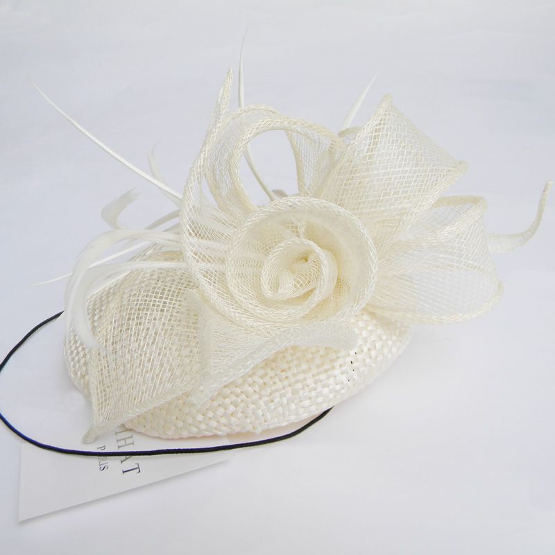 Elfenben brud hattar svart pillbox fascinator hattar Justyle fjäder elfenben bröllop gäst hatt hår acessories designer hatinators till salu uk