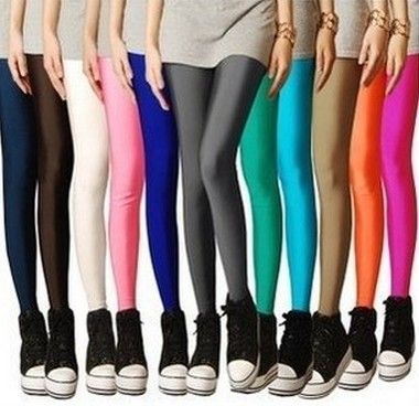 

Fashion elastic fluorescent super elastic thin brand candy color neon 9 pants shaping leggings for women free shipping, Black