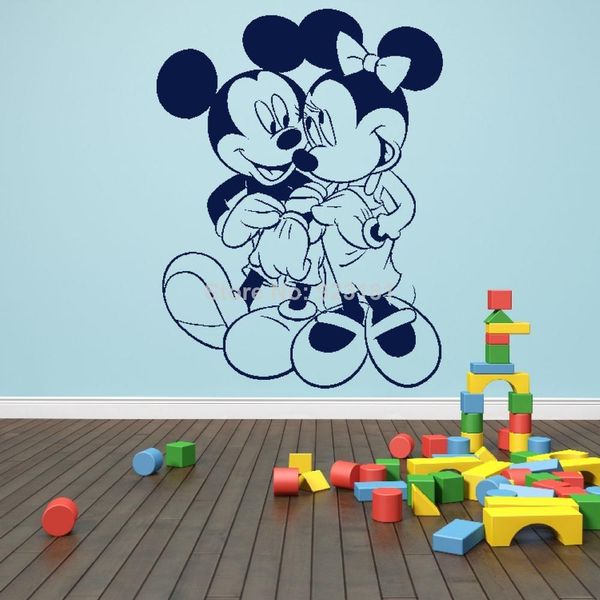Mickey Minnie Mouse Love Wall Art Sticker Decal Diy Home Decoration Wall Mural Removable Bedroom Sticker 73x55cm Quote Wall Sticker Quote Wall