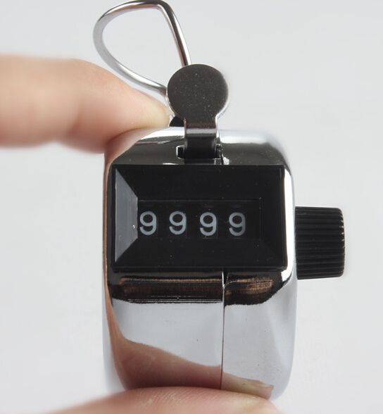 Chrome Hand Tally Counter 4 Digit Number Clicker Golf KD1