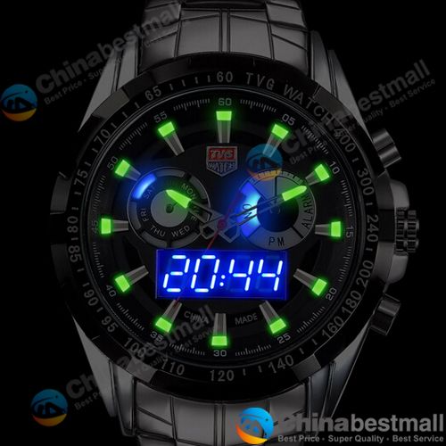 TVG Sports City Hunter LED Pointer Quartz Armbandsur Men Fashion 30am Vattentät Dual Time Man Militär Klockor med Lysande