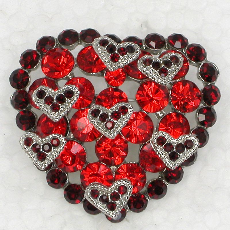 2019 Wholesale Crystal Rhinestone Love Heart Shaped Brooches Fashion