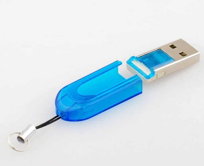 도매 작은 열쇠 고리 USB 마이크로 SD SDHC TF 카드 판독기 2GB 4GB 8GB 16GB USB 2.0 Transflash Memroy 카드 판독기
