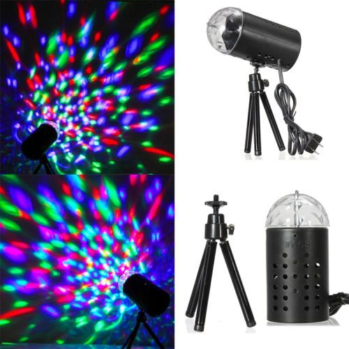 EU 220V 3W Fullfärg LED-kristall Voice-Activated Rotating RGB Stage Light DJ Disco Lamp Fri frakt