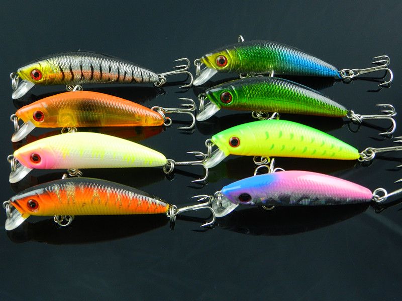 New 70mm 2 hooks Minnow Fishing hard bait Lures fishing tackle,hook lures 7CM 8.1G Japan hook 8pcs free shipping