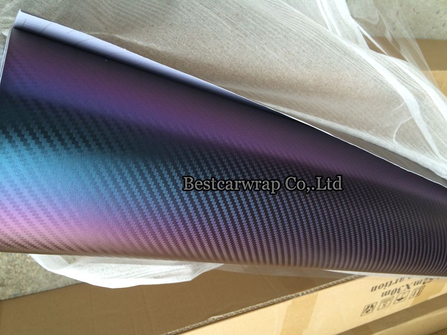 Blue to Purple 3D Charkeleon Carbon Fiber Car Film Film with Bubble Free for Car Stickers FedEx حجم الشحن الحرة: 1.52*30M/ROLL