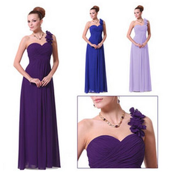 Cheap One Shoulder Chiffon Prom Gown Sexy Bridal Formal Ball Gowns ...