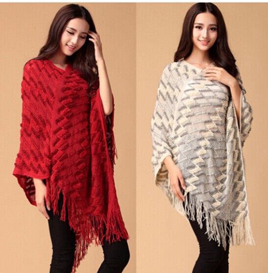 Mode tricot ponchos loisirs Cardigan tricot manteau dame chauve-souris Cape Poncho châle enveloppes Cardigan pull #3608