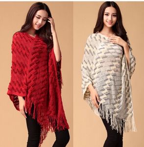 Moda knit ponchos Lazer Cardigan Tricô Casaco senhora Batwing Cape Poncho xale wraps Cardigan Camisola # 3608