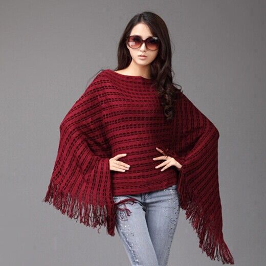 Wszystkie Dopasowane Solid Knit Ponchos Leisure Cardigan Dzianie Coat Dama Batwing Cape Poncho Szal Okłady Sweter Cardigan # 3609