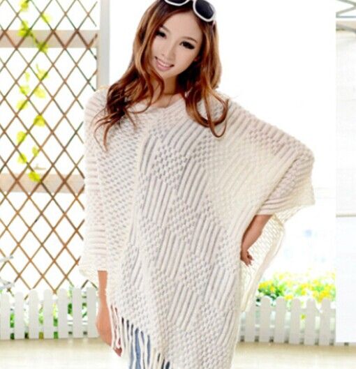 2015 knit ponchos Leisure Cardigan Knitting Coat lady Batwing Cape Poncho shawl wraps Cardigan Sweater #3611