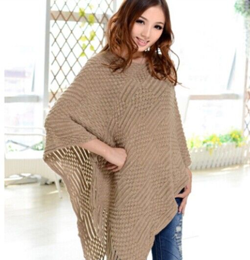 2015 knit ponchos Leisure Cardigan Knitting Coat lady Batwing Cape Poncho shawl wraps Cardigan Sweater #3611