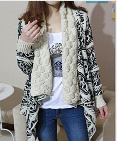 2015 Vinterutveckling Jacquard Knit Stale Cardigan Knitting Coat Lady Coat Cape Poncho Sjal Wraps tröja # 3613