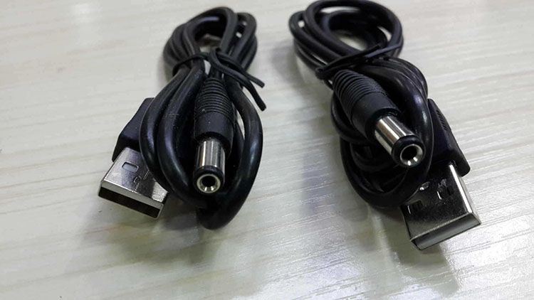 1000 sztuk / partia Kabel ładowania zasilania USB 5.5mm * 2,1mm USB do DC 5.5 * 2.1mm Gniazdo kabla zasilającego