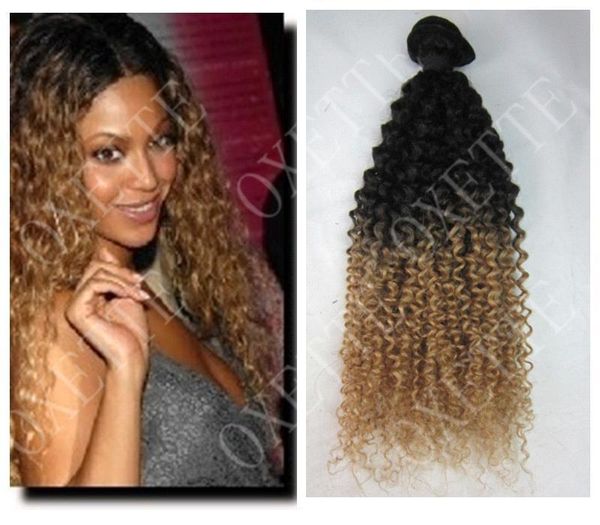 Oxette Virgin Kinky Curl Bundles Ombre Blonde Hair Extensions 1b