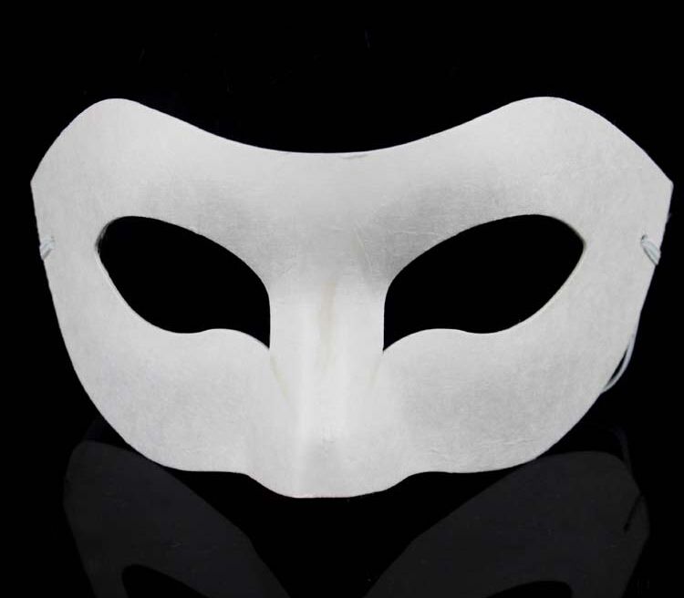 Maschera mezza faccia bianca Carta bianca di Halloween Maschera Zorro Maschera hip-hop fai-da-te Maschere dipinte a mano danza di strada 10 pezzi / lotto