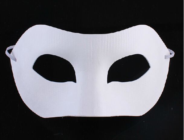 White Half Face Mask Halloween blank paper Zorro Mask DIY Hip-Hop mask Hand-painted masks street dancing 