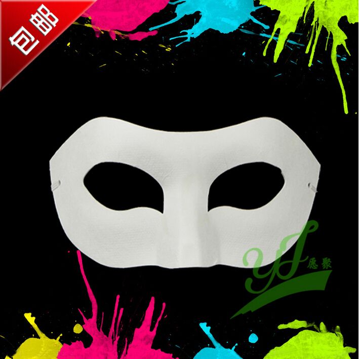 White Half Face Mask Halloween blank paper Zorro Mask DIY Hip-Hop mask Hand-painted masks street dancing 