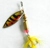 100pcs 2014 new Fishing lure treble hook metal spoon 6g with Yellow Feather Trolling Laser Spoon Fishing Lures