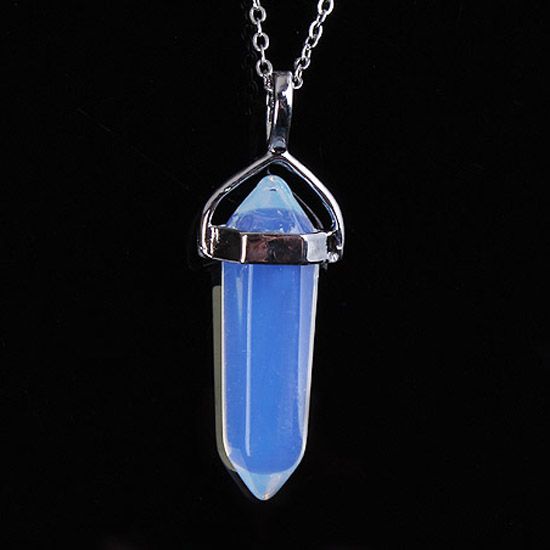 

Free Shipping Wholesale 10Pcs Silver Plated Opalite Opal Hexagon Shape Pendant Necklace With Chain Fashion Jewelry